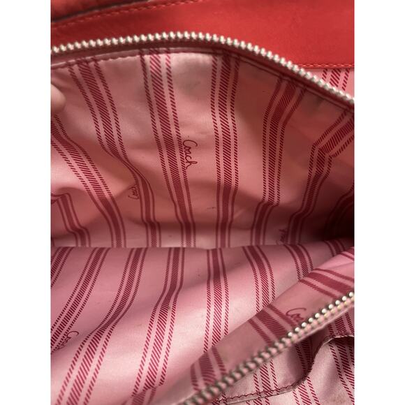 Coach Penelope 13160 Satchel In Red Pebbled Leather Shoulder Bag - Picture 7 of 11
